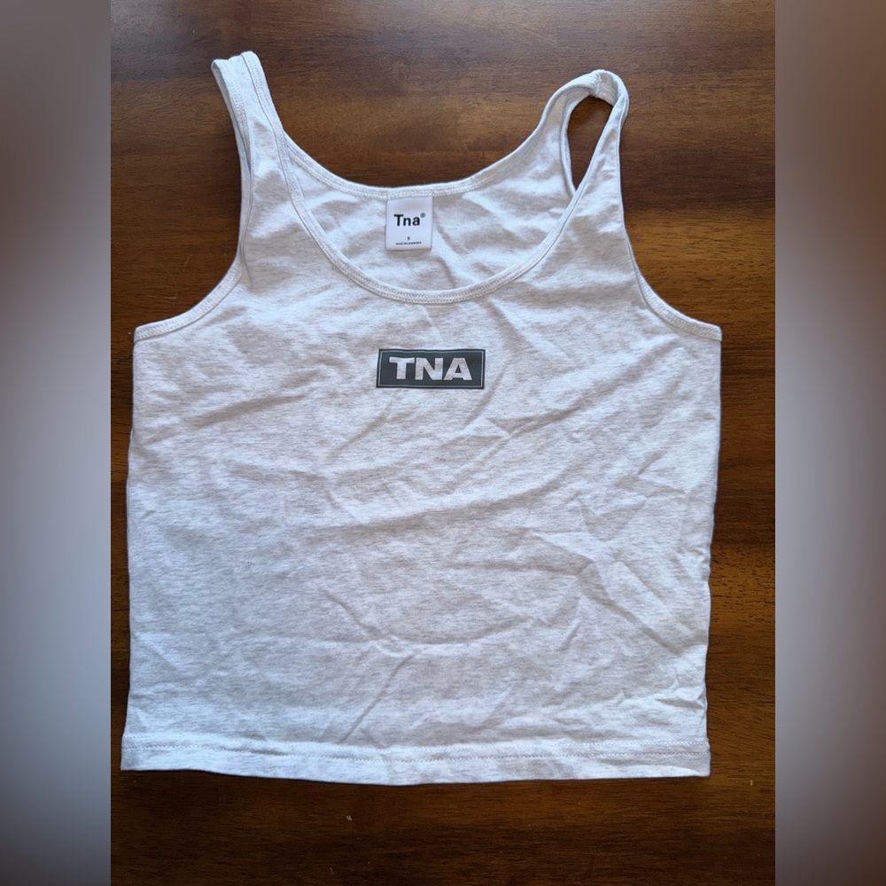 TNA White Fitted Crop Tank Top